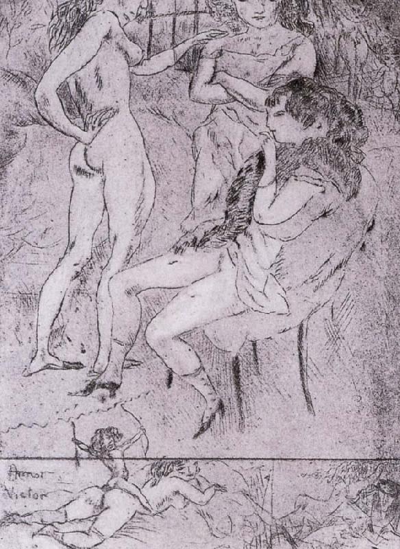 Jules Pascin Cupiter and three woman Norge oil painting art